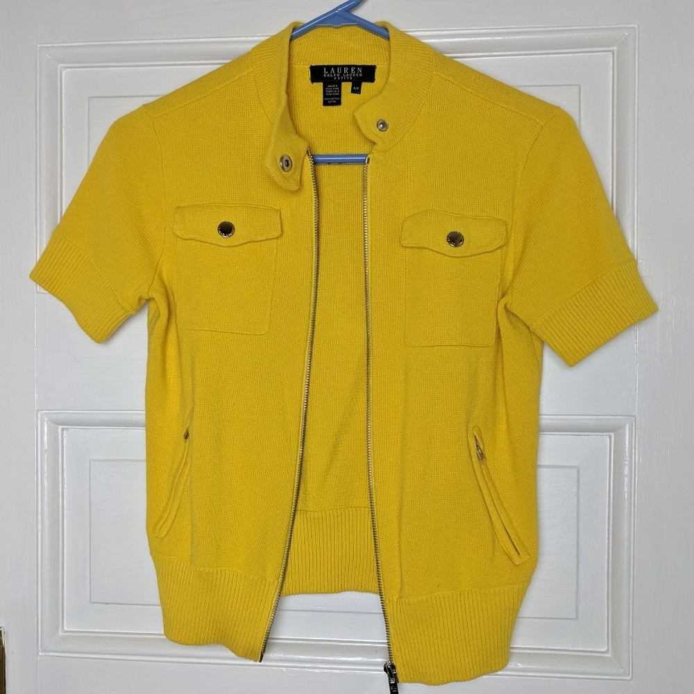Yellow Short Sleeve Zip-Up Jacket